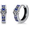 PARYFO Wolf, orecchini a cerchio in argento sterling 925, con lupo blu, da uomo, con lapislazzuli vichinghi, idea regalo per uomini e donne, unisex