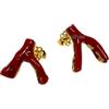Sicilia Bedda - Orecchini in Corallo Rosso del Mediterraneo - Argento 925 - Gioielli Artigianali - Elegante Prezioso (Rametto Corallo)