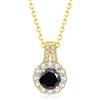PAKORIO Collana moissanite rotonda elegante e lussuosa donna, 1ct VVS1, placcata oro 14K, ipoallergenica, catena 40-45cm, anti-ossidazione, regalo(Nero)