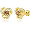 PAKORIO Orecchini borchia moissanite VVS1 argento S925 fiocco neve halo 0,5ct placcato rodio regalo(B-Oro)