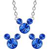 Disney Set Collana ed Orecchini in Ottone per Mese di Nascita, con Mickey Mouse - Settembre Blu