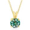 PAKORIO Collana solitaria moissanite rotonda classica elegante donna, 1ct/2ct VVS1, placcata oro 14K, ipoallergenica, catena 40-45cm, anti-ossidazione, regalo(Verde acqua,1ct)