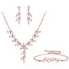 EVER FAITH Bridal Zirconia cubica Set di gioielli per donna, Goccia Marquise Leaf Vine Pendant Necklace Earrings Set