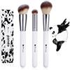 DUcare 3 pennelli da viaggio per trucco fondotinta, correttore e fard, Kabuki, fard, abbronzante, contouring, cipria, set di pennelli sintetici per cosmetici, colore bianco