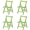 Totò Piccinni Set 4 SEDIE Pieghevoli Legno di Alta qualità, Comode, Resistenti, Salvaspazio (Verde)