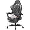 Devoko Sedia da Gaming in tessuto, Sedie Ufficio Ergonomica, Sedia Massaggiante con braccioli, Poltrona con cuscini imbottiti a molle, con ruote, braccioli, Regolabile in altezza, Grigio Scuro