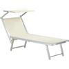 Totò Piccinni Salento Lettino Prendisole Pieghevole in Alluminio con TETTUCCIO mare spiaggia piscina giardino (Beige)