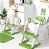 COOSEYA Riduttore Wc Bambini A Forma Di Rana,2 In 1 Vasino Con Scaletta Per Bambini Wc,Tappetino Impermeabile E Sgabello Antiscivolo,Verde