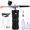 Ykall Kit Aerografo con Compressore - 34PSI Aerografo Portatile Senza Fili, Ricaricabile con Ugello da 0,4mm e Set di Spazzole per la Pulizia - Ideale per Nail Art, Trucco e Pittura (Nero)