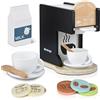 medoga Accessori da cucina per bambini, in legno, macchina per caffè espresso, giocattolo per bambini, set da cucina per ragazze e ragazzi (Black)