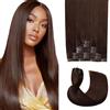 Lakaisa Straight Human Hair Extensions Clip In Extensions Capelli Veri Umani Naturali Capelli Real Human Hair Extensions Clip Invisible #4 Chocolate Brown 120g 7pcs for Women 14 Pollici