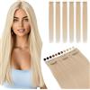 Elailite Extension Capelli Veri Clip Biondi Remy Human Hair Naturali Set da 6 Ciocche Singole con Silk Lace 25cm 31gr per Volume/Mèches (#60 Biondo Platino)