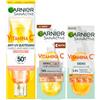 Garnier SkinActive Vitamina C Siero Viso Anti-Macchie Illuminante Antiossidante 30ml + Siero Viso Uniformante Notte 30ml + Fluido Anti-UV Quotidiano Anti-Macchie Glow SPF 50+ 40ml - Set da 3