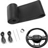 YUNZHISHIYE Coprivolante In Vera Pelle,Coprivolante Auto Universale,Copri Volante Per Auto Accessori Interni, Adatto Per Fiat 500/Panda/Golf/Peugeot/Jeep/Ford/Mercedes(Nero con un buco al centro)