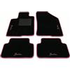 Generico Tappetini Auto per Lancia Ypsilon 2011-2025 | Kit Completo 4 Tappeti Auto Ricamati Bordo Rosa Cucitura Rosa | Moquette Alta Qualità | Fondo Antiscivolo | Battitacco PVC | Lunga Durata