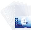 Waytex Buste in plastica forate A4 trasparenti lisce da 50 micron per raccoglitori a 11 fori, confezione da 1000 buste in polipropilene antistatico con rinforzo, uso regolare