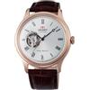Orient Classic Open Heart - Orologio Uomo Automatico a Carica Manuale Elegante Cinturino In Pelle Marrone Cassa In Acciaio Quadrante Grigio - TAG00001S0 AG00001S