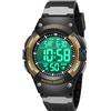Timever Orologio da bambino Garcon Digitale Sport con Cinturino in Silicone,Impermeabile 5 ATM,Allarme,Cronometro,Data,Illuminazione,Conto alla rovescia,Dual Time, oro