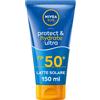 Nivea Sun Latte Solare Protect & Hydrate Ultra Crema Solare SPF50+ Resistente All'Acqua 150 ml