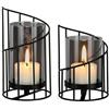 TMBMLPP Portacandela Antivento, Colore Nero, Decorazione Moderna, Set Da 2 Pezzi, Portacandele In Metallo, Portacandele Antivento, Per Esterni, Soggiorno, Bagno, Giardino, Per Interni Ed Esterni