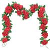 SHACOS Ghirlanda di Rose Artificiali Rosso, 3 Pezzi Totale 6 Metri | Fiori Finti per Decorazioni, Ghirlande di Fiori Artificiali, per Matrimonio, Festa, Soggiorno, Bianco