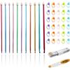 Foonary Set di 11 uncinetti tunisini (27 cm, 2,0-8,0 mm) - Set di accessori per uncinetto in alluminio (con forbici + metro da 1,5 m + 30 bottoni di marcatura), set di uncinetti per principianti e