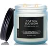 M&SENSE Candele Profumate Fiore di Cotone Fresco, candele decorative pulite 330g (fino a 70 ore), 2 stoppini aroma bianco, candela profumata regalo casa per familiari/colleghi