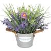 MIXROSE Bellissimi fiori finti Piante finte artificiali fiori di lavanda in vaso zincato con margherita rosso altezza 24cm piante realistiche in vaso finto per casa, ufficio, soggiorno, patio, tavolo