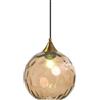 Generico Lampada a Sospensione in Vetro Ondulato Blu con Finitura Oro, Moderna E27 Regolabile, per Camera da Letto, Cucina, Sala da Pranzo, Corridoio