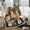 Treer Coperta Plaid in Flanella, 3D Cane Stampa Coperta Pile, Microfibra Coperta Divano Morbida Trapunta per Bambini/Adulti/Singolo Matrimoniale Letto (Shiba Inu,150X200cm)