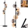 hofstein Gastor floor lamp, lampada da terra in metallo/vetro nei colori nero/fumo/ambra/chiaro, apparecchio dal design retrò/vintage con paralumi in vetro (Ø 15 cm) e interruttore a pedale, senza lampadine