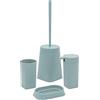 Inbagno Set bagno accessori completo - 4 pezzi, kit accessori appoggio verde acqua, include dispenser, portaspazzolini, portasapone e scopino wc, linea Tender