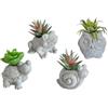 SinergiaFD Set di 4 Mini Piante Grasse Artificiali con Vasi Animali 7,5x5x9 cm