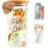 Aitsite Scatola Regalo Di Nozze, Regalo Creativo Per Sposi Con Fiori Secchi, Fermasoldi E Bottiglia Decorativa, Catena Luminosa Led, Cofanetto Ricordo Per Nozze E Anniversario