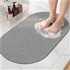 HITSLAM Tappeto Doccia Ovale Antiscivolo Antimuffa - Tappetino per Interno Doccia, Morbido Tappeto in PVC Stile Luffa con Effetto Massaggio Piedi, Asciugatura Rapida Lavabile, 69x40cm, Grigio