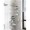 EXLECO 7 ripiani telescopici per doccia, senza foratura, asta per doccia, 78-308 cm, rustproof, mensola telescopica per doccia, bagno, organizer per il bagno, organizer con asta per asciugamani