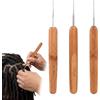Ousuwo Set di 3 uncinetti per capelli con manici in legno (0,5/0,75/1 mm) per trecce e parrucche