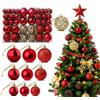 ilauke Set di 100 Palle di Natale per albero di Natale, cangianti, brillanti, con glitter e opache, fino a Ø 6 cm, con gancio per palline albero natale