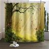 Xiaoterna Tenda da doccia della foresta delle fiabe Fantastica tenda da bagno della giungla Farfalla Scenario dell'alba Tenda da doccia Tessuto impermeabile lavabile in lavatrice 90x180cm