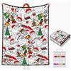 VEELU Coperta da Colorare con Pennarelli per Tessuti 150x120 cm Coperta Natalizia | Coperta Colorabile in Morbido Velluto Corallo, Disegni di Natale per Adulti e Bambini, Regalo Originale per Famiglia e Amici