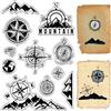 CRASPIRE Bussola Timbri Trasparenti Montagne Terra Riutilizzabili Retro Trasparente Sigilli in Silicone per Timbri Fai da Te Scrapbooking Forniture per Diario Creazione di Carte Album Decorazione