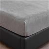 Surwin Velluto Lenzuolo con Angoli Matrimoniale/King Size, Lenzuolo Sotto Elasticizzato, Lenzuolo con Angoli Singolo Antiscivolo Tutto Compreso, 30cm Lenzuola Tasca Profonda (grigio,90x200cm)
