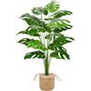 Der Rose Piante finte alte 111,8 cm con cesto intrecciato dritto, grandi piante artificiali di Monstera per interni, facile da montare, albero finto per soggiorno, camera da letto, casa, appartamento