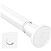 HSLnKAL Asta per tende senza foratura, regolabile, 71-155 cm, antiscivolo, in acciaio inox, telescopico, per armadio, bagno, balcone, tenda da doccia, bianco