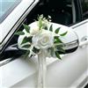 TENGWA Coccarde Matrimonio Auto 2 Pezzi Decorazioni Matrimonio 25 cm Bianco Fiori Finti Fiocco con Ventosa Utilizzabile per Specchietti Retrovisori Maniglie Porte Schienali Sedie Banchi Chiese e Feste