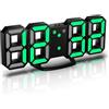 YUANYUYING Sveglie digitali a LED, sveglie 3D, orologio da parete digitale a LED, orologio da parete con numeri a LED e 3 livelli di luminosità, funzione snooze (Nero + Verde)