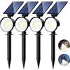 nipify 4 Pezzi Faretti Solari a Led da Esterno, 3 Modalità Luci Solari da Giardino Potenti, Impermeabile Lampade Solare per Patio, Garage, Cortile, Parete, Prato (Bianco)