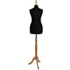 The Shopfitting Shop Manichino Deluxe Prova Abiti, da Donna, Taglia 40/42, da Sarto, Busto, Copertura in Jersey Nero, con treppiede in Legno Color faggio