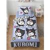 Halantex Kuromi Copripiumino Singolo 140x200 + Federa 70x90 Gingham Blu Grigio