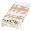 EASY HOME Telo Mare, Fouta, Asciugamano da Mare o Spiaggia, in Cotone, con Frange, Comodo e Leggero, 90x170 cm, 160 gsm, A Righe, Bianco e Beige (Beige)